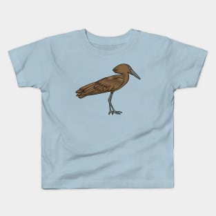 Hamerkop bird cartoon illustration Kids T-Shirt